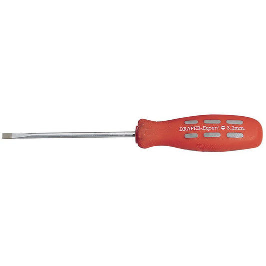 Draper Expert Plain Slot Parallel Tip Mechanics Screwdriver, 100 x 3.2mm (Sold Loose)