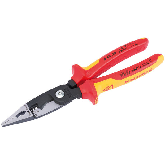 Draper Knipex 13 88 200UKSBE Fully Insulated Electricians Universal Installation Pliers, 200mm