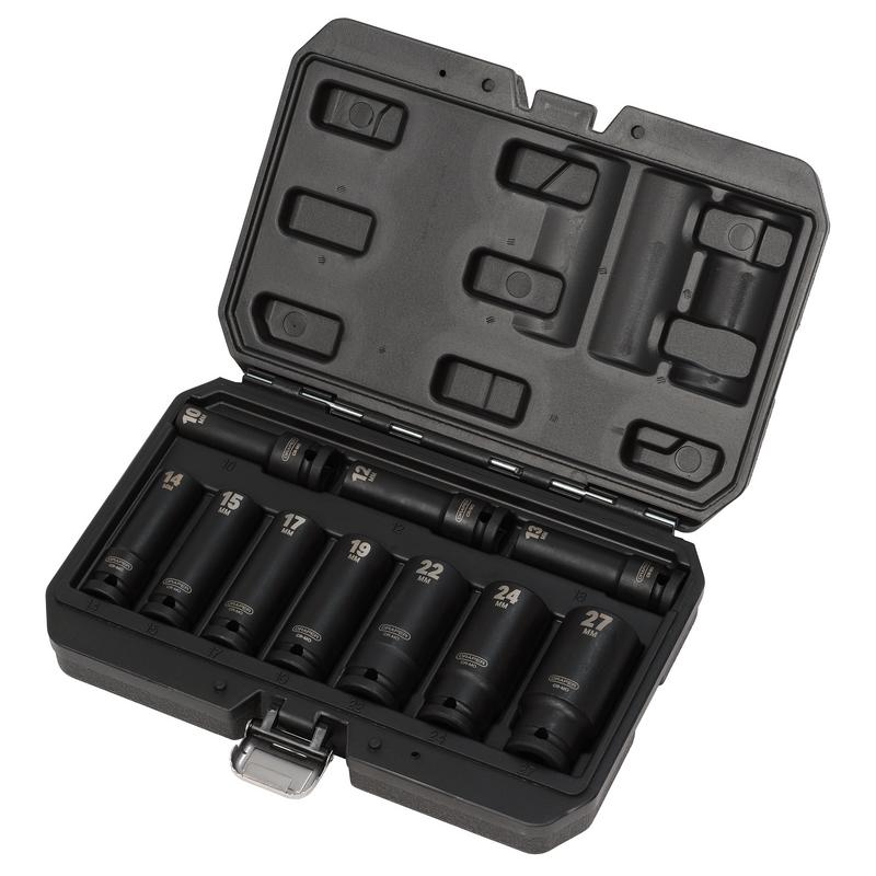 Metric Deep Impact Socket Set, 1/2" Sq. Dr. (10 Piece)