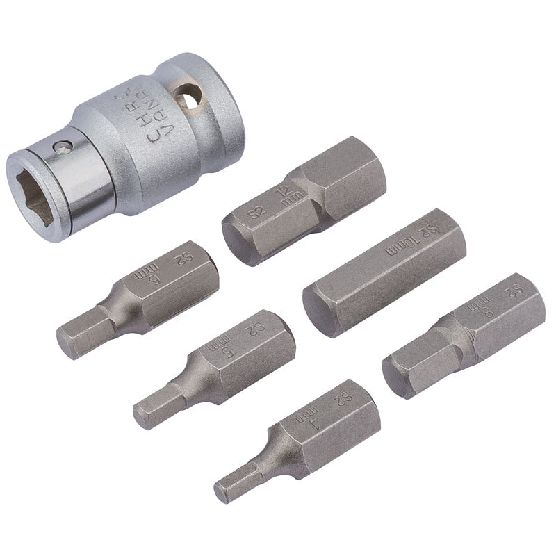 Draper Expert Metric Hexagon Bit Set, 1/2" Sq. Dr. (7 Piece)