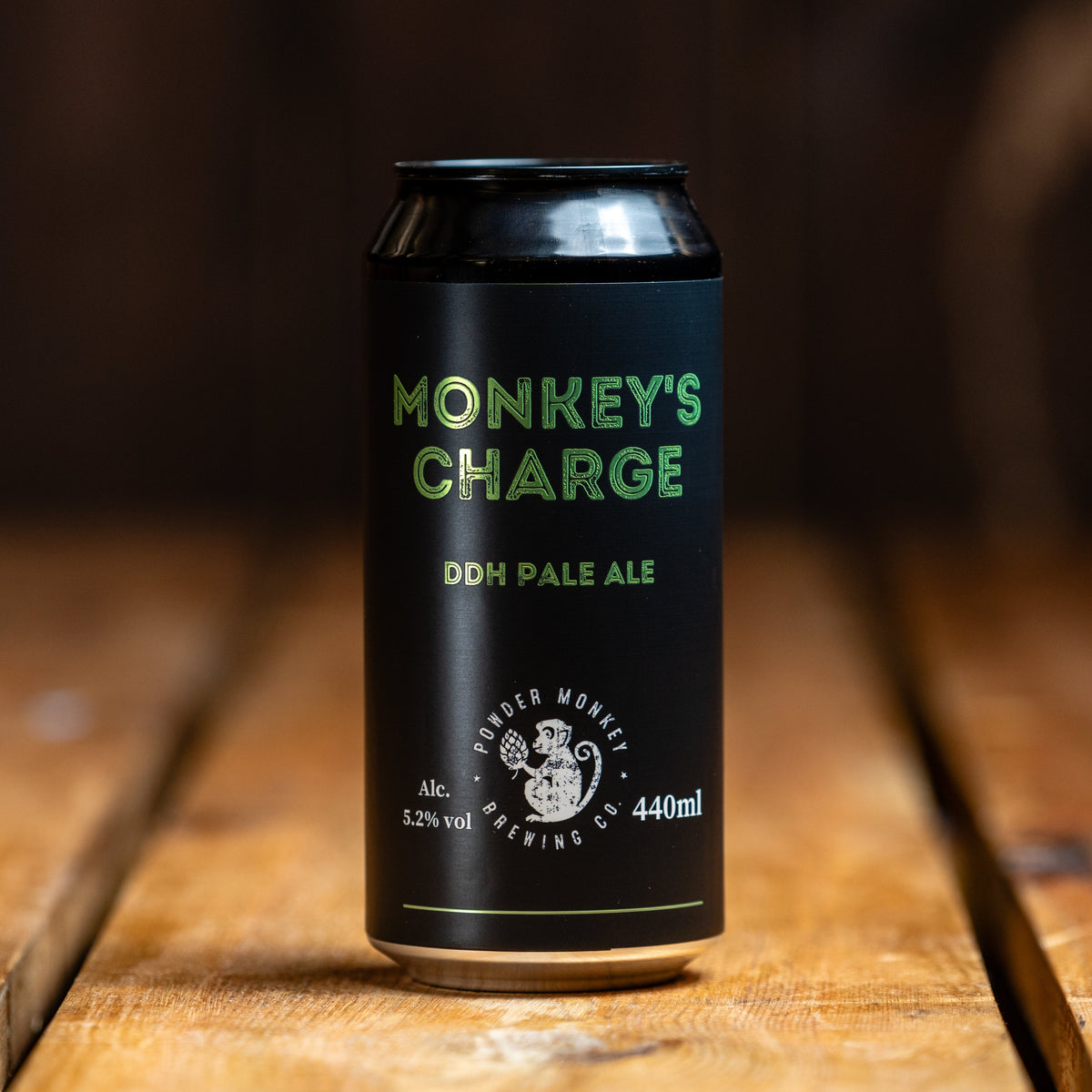 A 440ml can of Powder Monkey Brewing Co 'Monkey's Charge' DDH Pale Ale